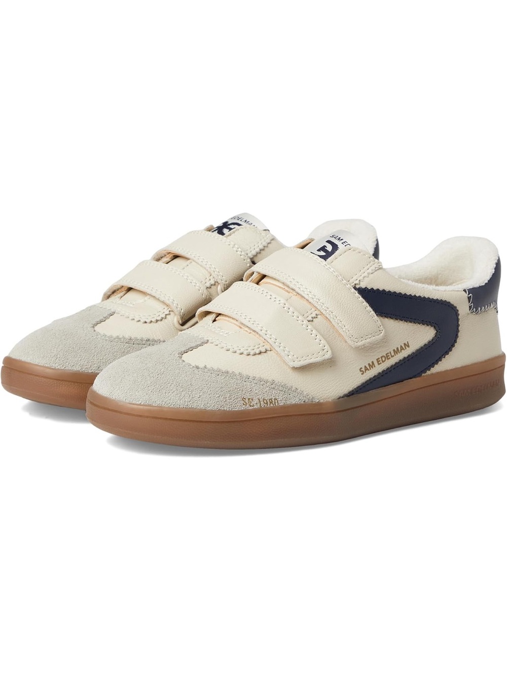 New Sam Edelman Women's Talia Sneakers ivory gray and navy size 8